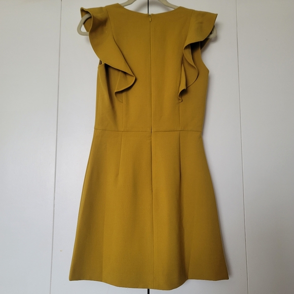 NWT French Connection Yellow Whisper V-neck Ruffled A-Line Mini Dress Size 4 - Picture 10 of 13